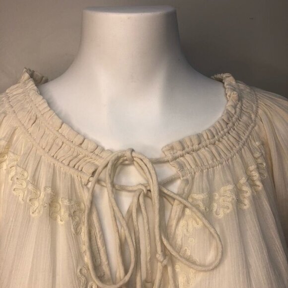 Joie Boho Cream Off White Shift Dress Embroidered Size Medium - Picture 4 of 13